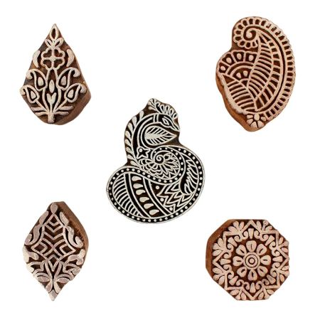 Set of 5 Piece New Mix Wooden Printing Blocks